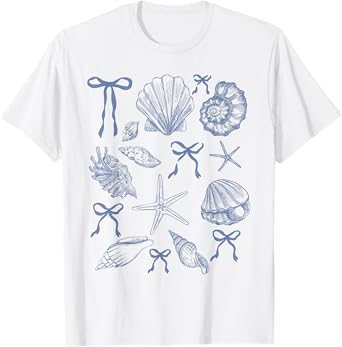 Seashell Coquette Bow Hawaii Beach Summer Vacation Family T-Shirt