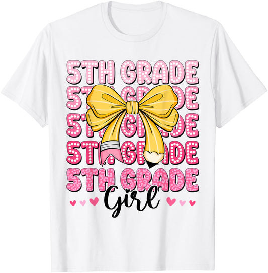 Coquette 5th Grade First Day Of Back To School Girls Outfits T-Shirt