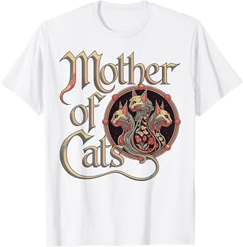 Mother of Cats Floral Fantasy Design T-Shirt