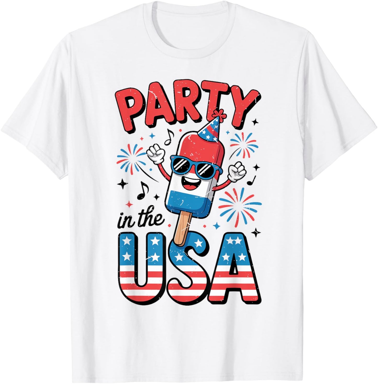 Party in The USA Popsicle 4th July Toddler Boy Kid Patriotic T-Shirt