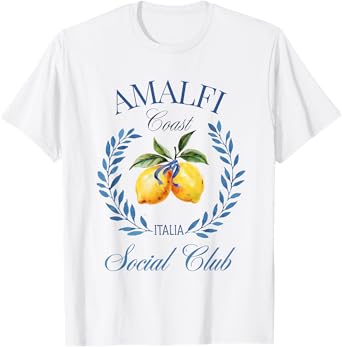 Amalfi Coast Lemon Italy Vintage Summer Travel Social Club T-Shirt