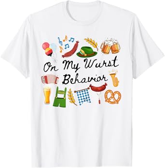 Oktoberfest On My Wurst Behavior Retro Beer Festival German T-Shirt