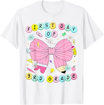First Day Of 3rd Grade Girls Coquette Back To School Kids T-Shirt