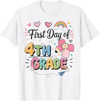 First Day of 4th Grade Back to School Teacher Girls T-Shirt
