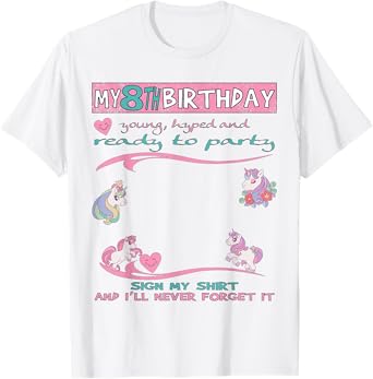 It's My 8th Birthday girl Sign My Shirt Bday T-Shirt