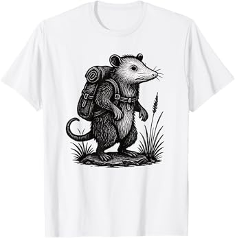 Hiking Opossum Backpacking Animals Funny Cottagecore T-Shirt