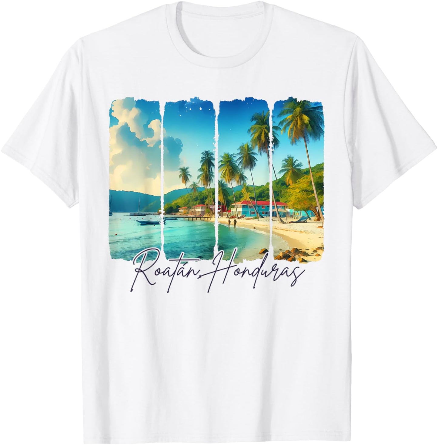 Roatan Honduras Travel Trip Brushstroke Meet Me In Roatan T-Shirt
