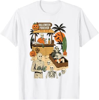 Spooky Summer Halloween Retro Summer Horror Characters Women T-Shirt