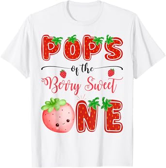 Pops Of The Berry Sweet One Strawberry Birthday Girl T-Shirt