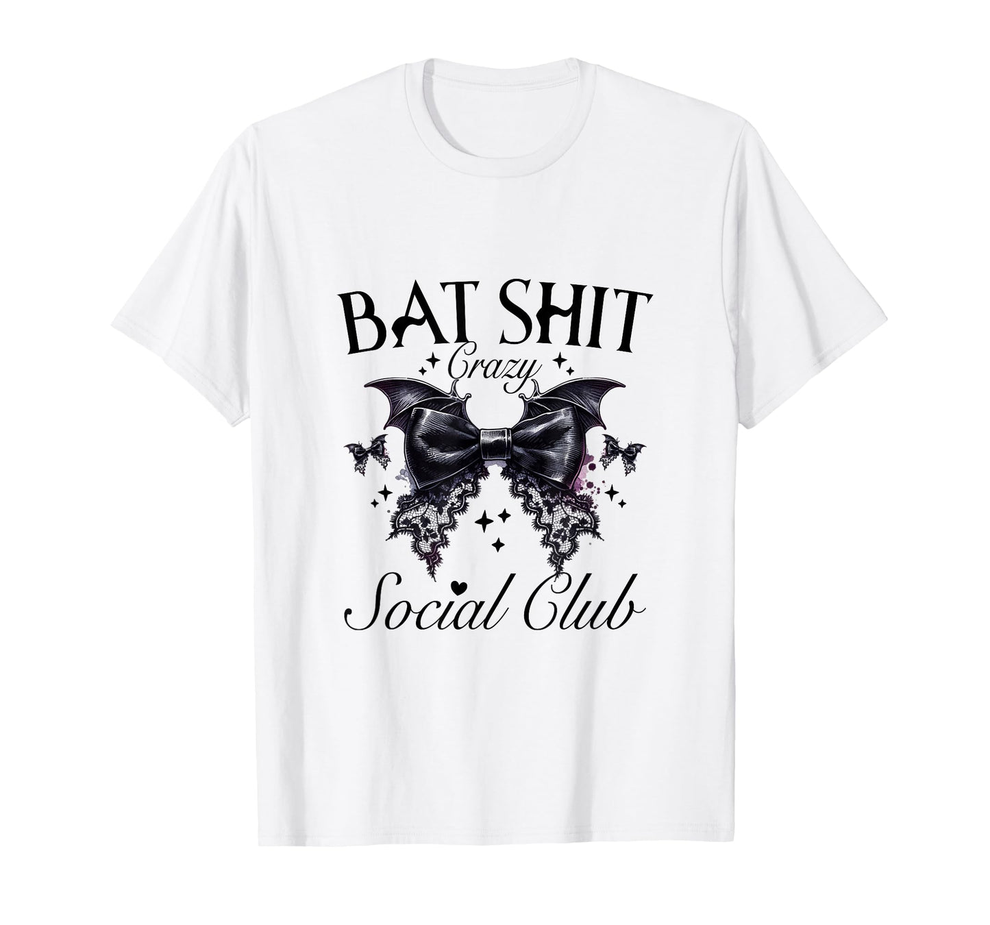 Halloween Bat Shit Crazy Social Club Funny Goth Mom Life T-Shirt