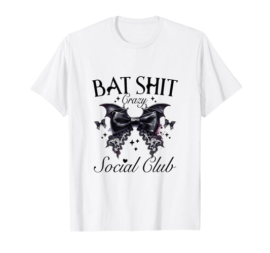 Halloween Bat Shit Crazy Social Club Funny Goth Mom Life T-Shirt