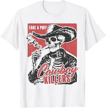 Vintage Western Skeleton Cowboy Take A Puff T-Shirt