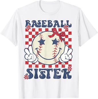 Baseball Sister Coquette Bow Sport Lovers Baseball Girls T-Shirt