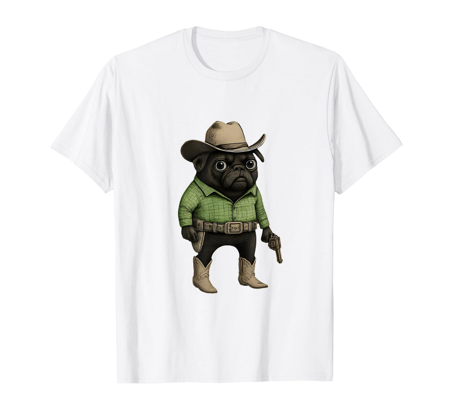 Funny Cowboy Pug Dog Western Costume Pug Cowboy Meme T-Shirt