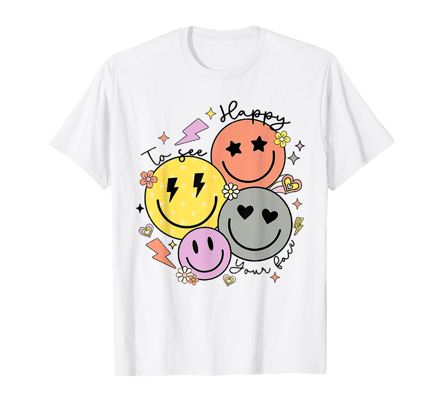 Groovy Happy To See Your Face Teacher First Day Of School T-Shirt for Men Women Kids
