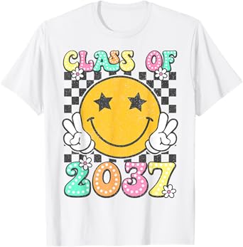 Class of 2037 Grow With Me Retro Kindergarten Graduation T-Shirt