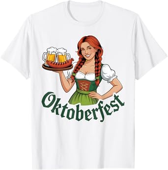 Barmaid Oktoberfest Funny German Woman Dirndl Bratwurst T-Shirt