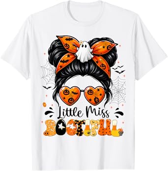 Little Miss Bootiful Messy Bun Halloween Costumes Girl Kid T-Shirt