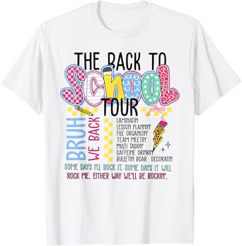 Retro Lightning Bolt Back To School Tour Teacher Kid T-Shirt