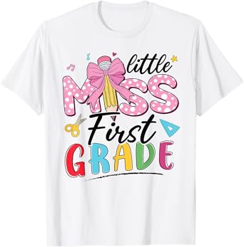 Little Miss First Grade Back To School 1st Grade Girls Kids T-Shirt