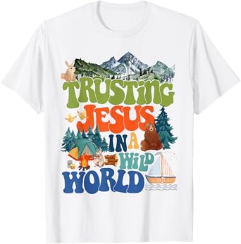 Retro Trusting Jesus In A Wild World VBS 2025 Summer Camping T-Shirt