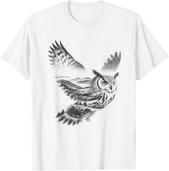Owl Flying Nature Art Design T-Shirt