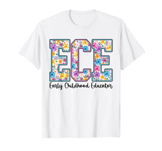 Retro ECE Early Childhood Educator Boho Floral ECE Teacher T-Shirt