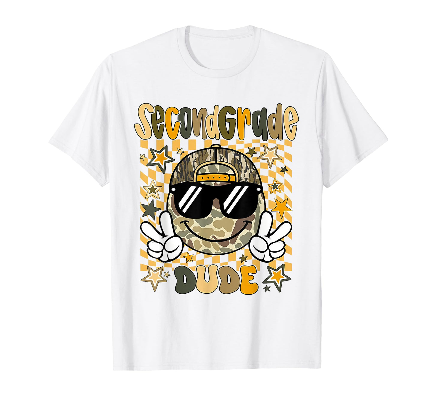 Second Grade Camo Camouflage Smile Face Back To School Kids T-Shirt
