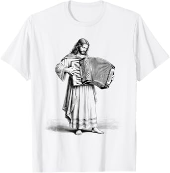 Jesus Playing Accordion Christian Vintage Accordionist T-Shirt