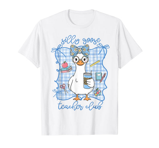 Girly Silly-Goose Teacher Club Coquette Bow Back to School T-Shirt