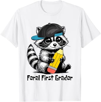 Feral First Grader Funny Raccoon First Day of School Boys T-Shirt
