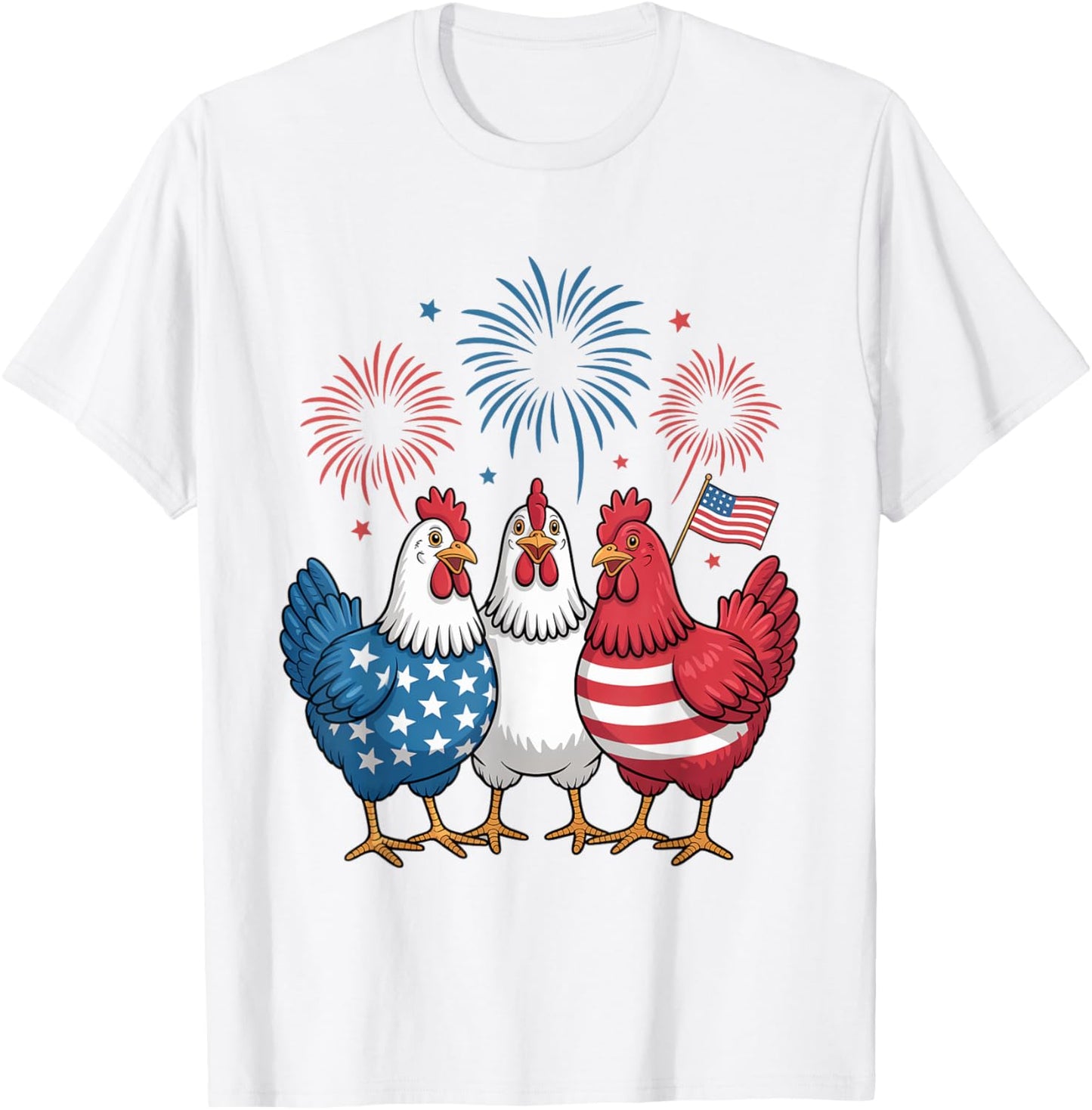 Funny Patriotic Chickens USA Flag 4th of July Chicken Lover T-Shirt