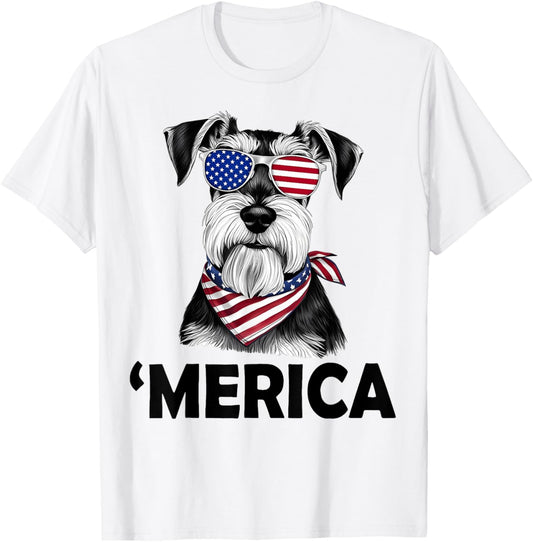 Miniature Schnauzer 4th Of July ‘merica Patriotic T-shirt