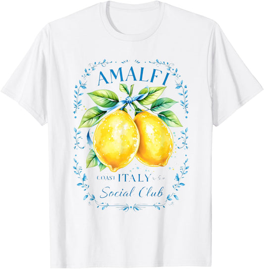 Amalfi Capri Lemons Italy Art Graphic Tee Coastal Souvenir T-Shirt