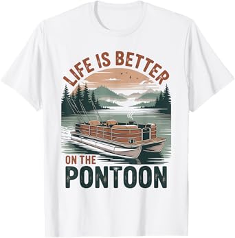 Vintage Pontoon Captain Pontoon Boat Vacation Summer Boating T-Shirt