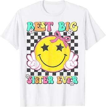Best Big Sister Ever Retro Baby Announcement Girls T-Shirt