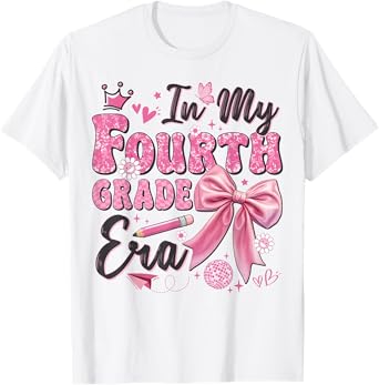 In My Fourth Grade Era Coquette Back To School Teacher Girl T-Shirt