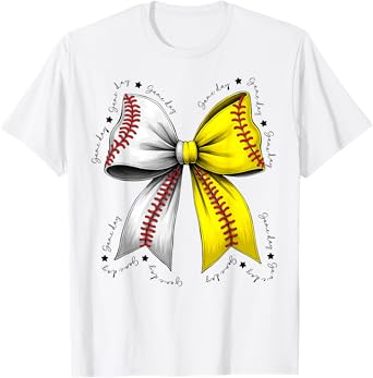 Baseball Softball Bow, Coquette Baseball mom mama T-Shirt