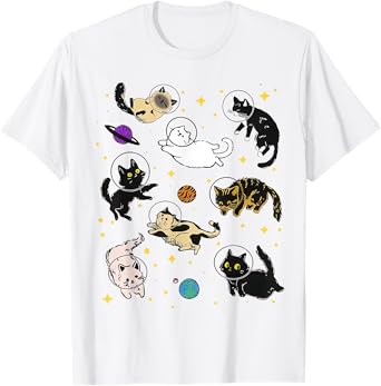 Funny Catsa Cat Astronauts Kitten Space Women Girls Kids Men T-Shirt