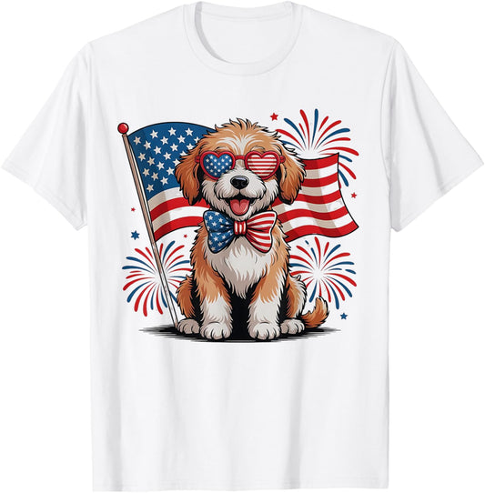 American Flag Goldendoodle 4th Of July Patriotic Dog Women T-shirt