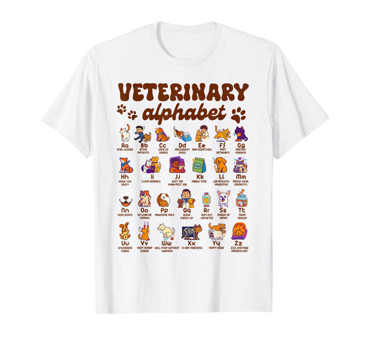 Veterinary Alphabet Vet Tech Veterinarian Animal Dog Cat T-Shirt