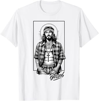 Chicano Latino Cholo Mexican Street Jesus Blessed Religious T-Shirt