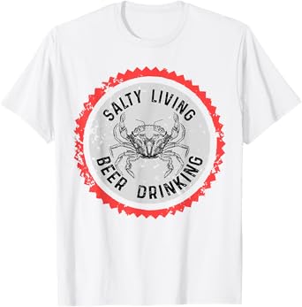 Funny Salty Living Beer Drinking Fishing Boating Pontooning T-Shirt