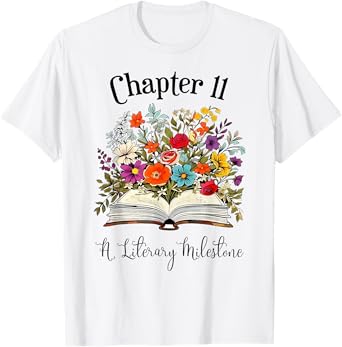 Chapter 11 Years Old 11th Birthday Wildflower Book Lover T-Shirt