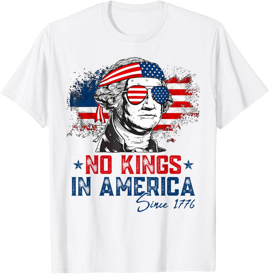 No Kings In America Since 1776 Distressed Usa Flag Vintage T-shirt