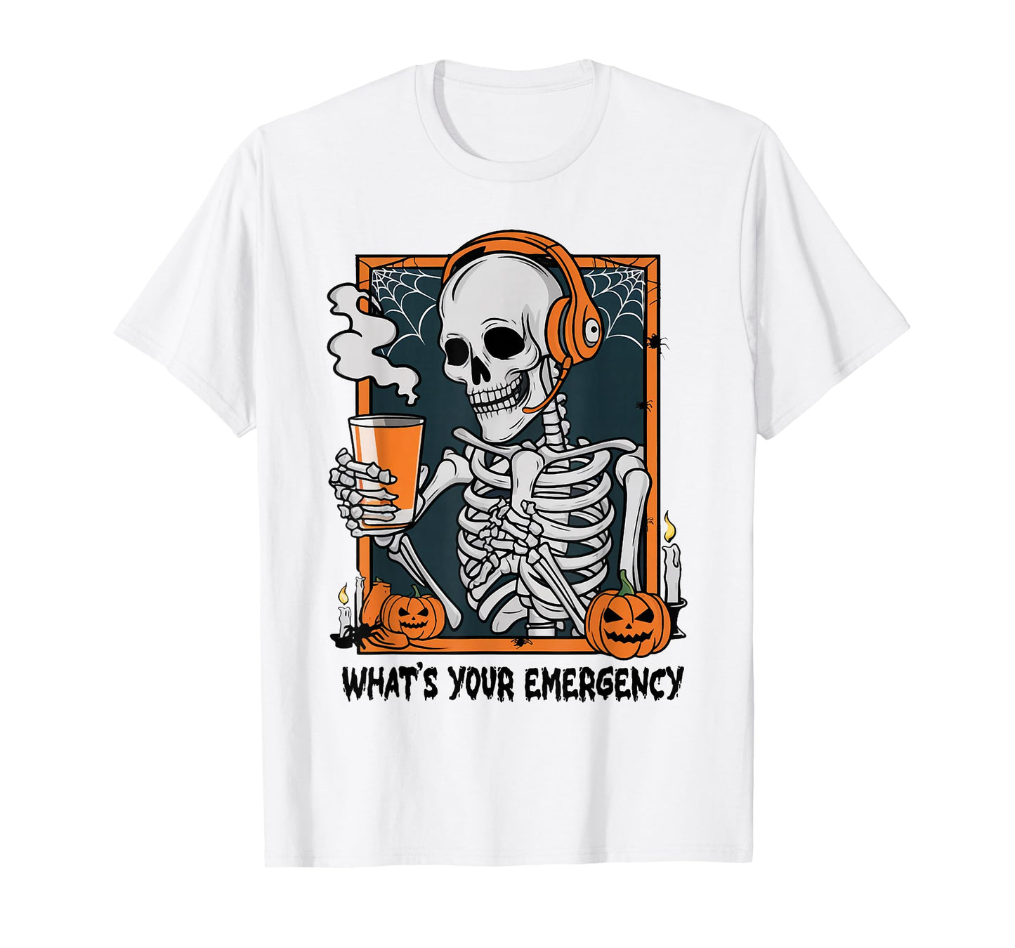 Funny 911 Dispatcher Halloween Skeleton What Your Emergency T-Shirt