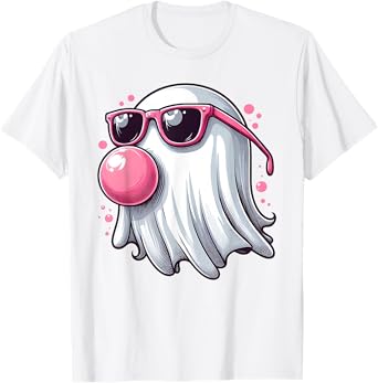 Cute Ghost Bubble Gum Halloween Costume Men Women Kids T-Shirt