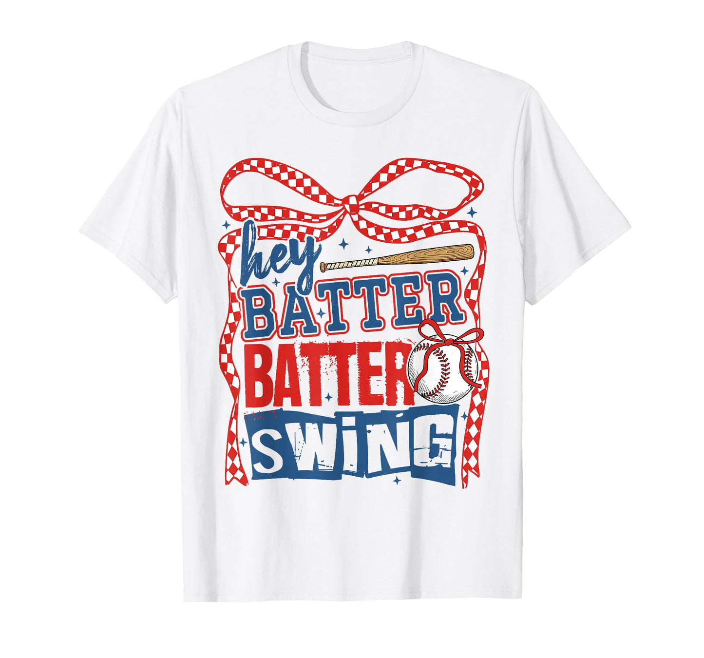 Baseball Mom Hey Batter Batter Swing Coquette Bow Womens T-Shirt