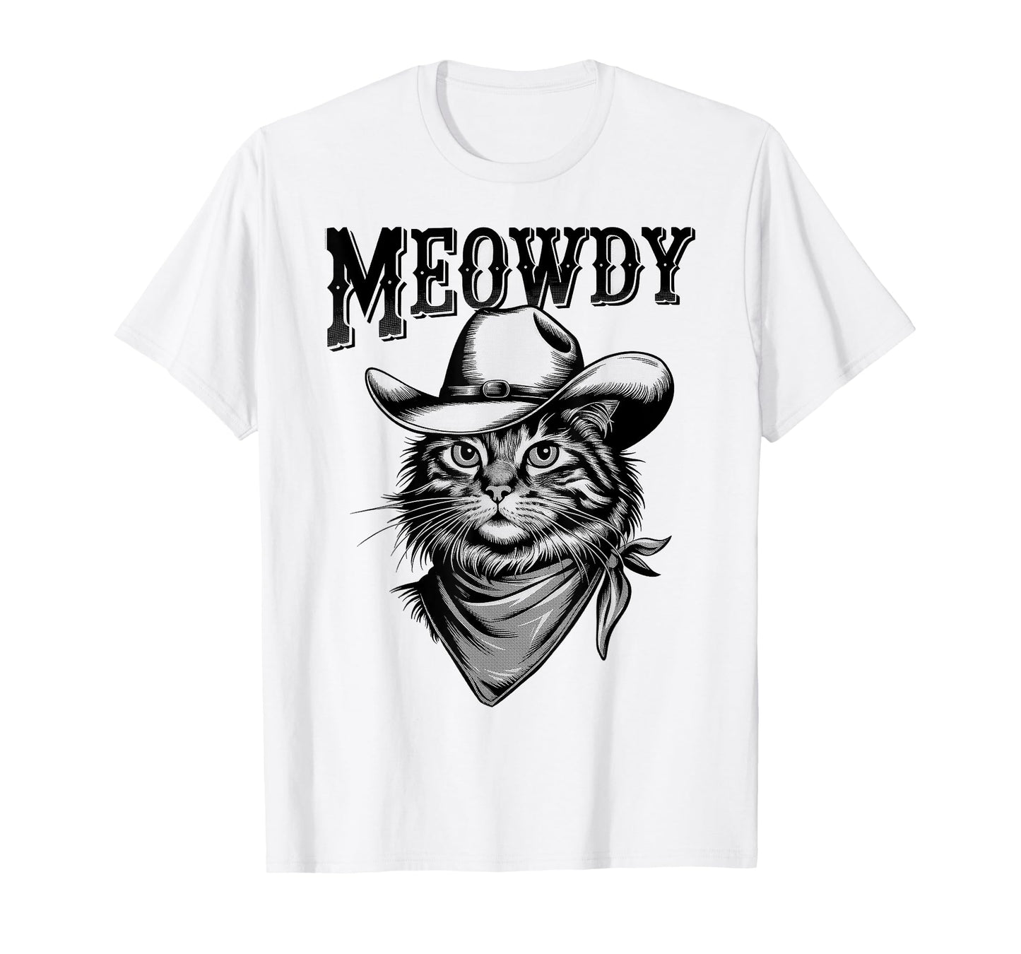 Meowdy Cat Funny Cowboy Western Graphic Cat Lady Cat Dad T-Shirt