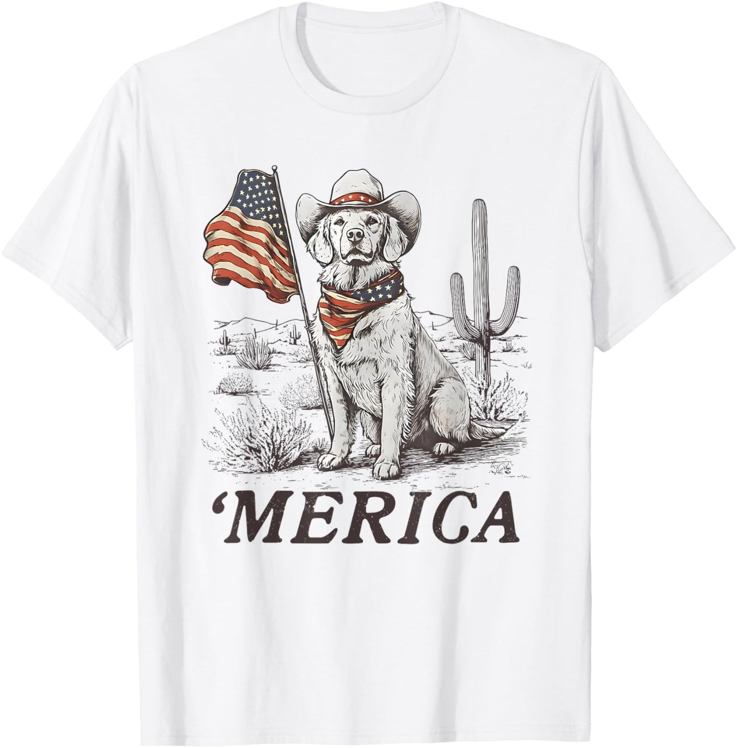 Golden Retriever 4th Of July Merica America Flag T-shirt